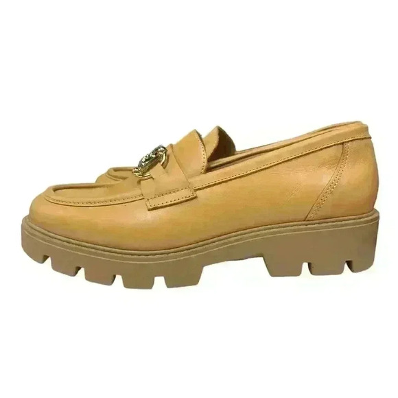 Gems Chunky Lug Sole Platform Leather Moccasins Loafers Size 9| Cream/Tan - Picture 3 of 9